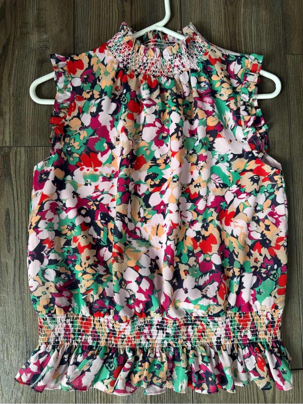 J Crew Multi-Color Floral Smocked Neck Sleeveless Top - 0